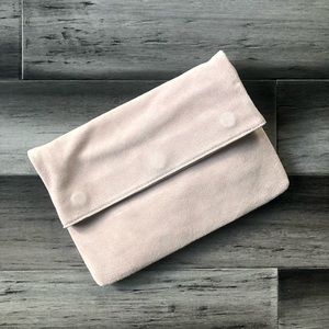 NWT Moda Luxe Blush Suede Front Fold Over Clutch
